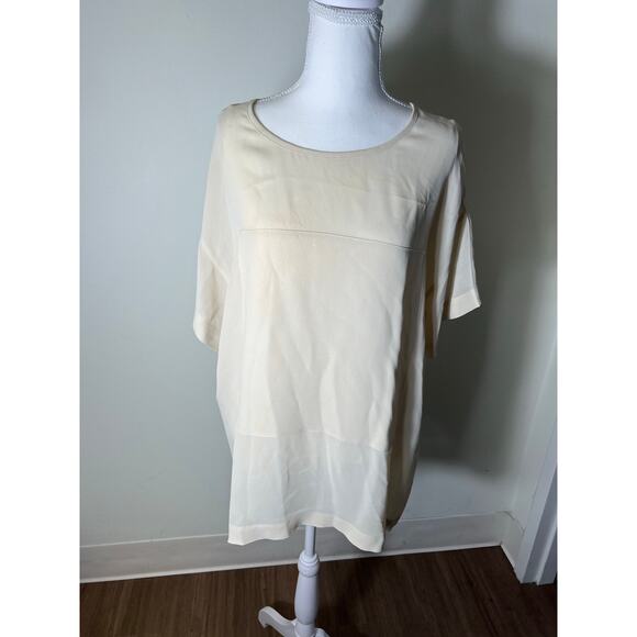 Bitte Kai Rand Short Sleeve Oversized Cream Blouse Sz M - Picture 1 of 6